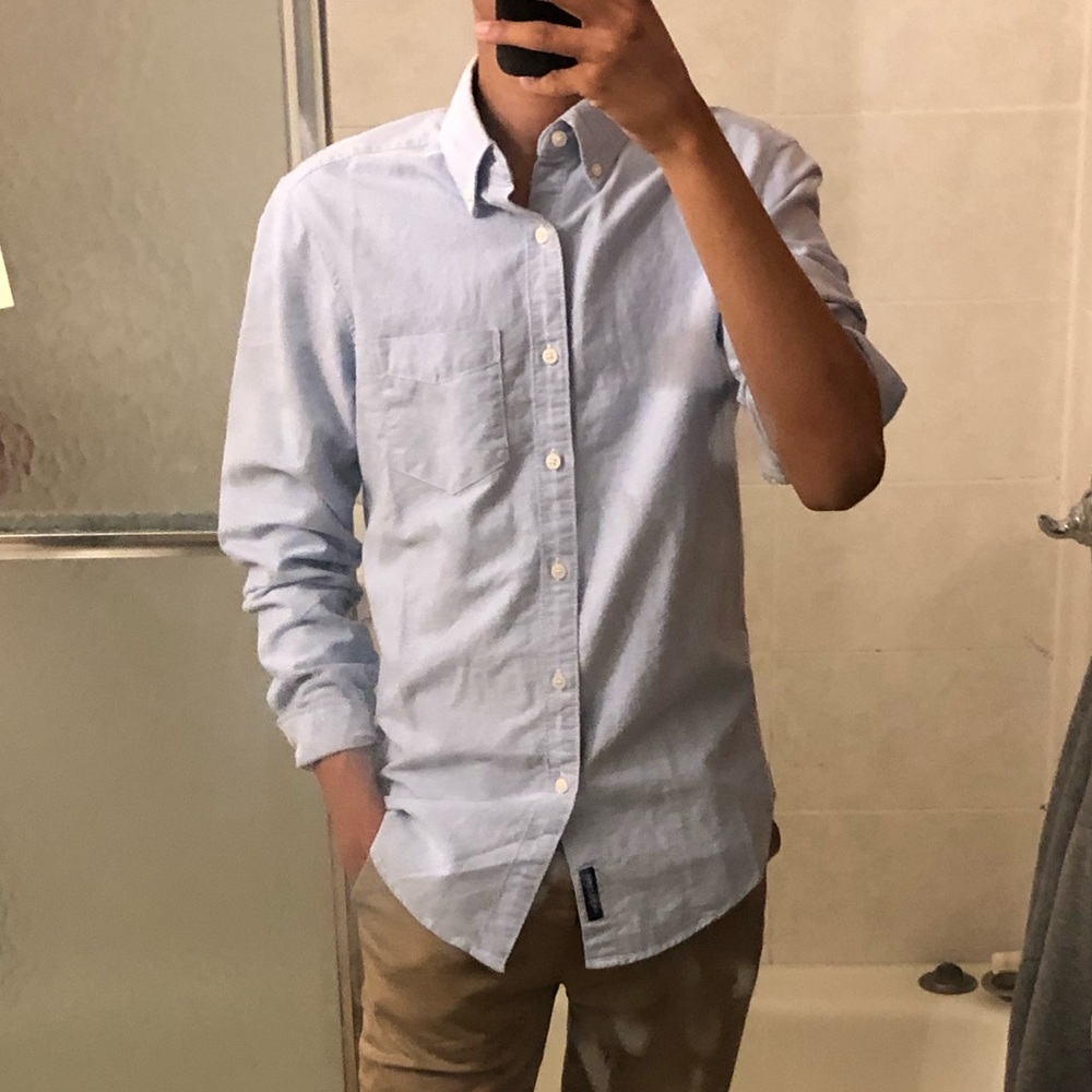American Eagle Blue Oxford Button Down